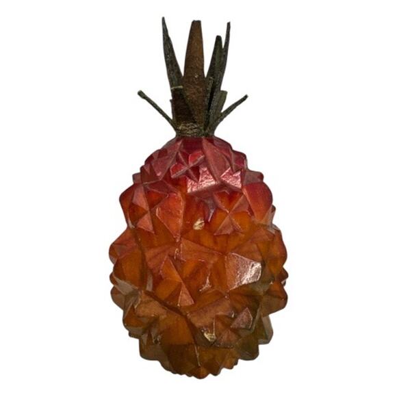 Vintage Mid Century Hand Carved Hawaiian Pumpkin Leather Crown Leaves - Picture 1 of 10